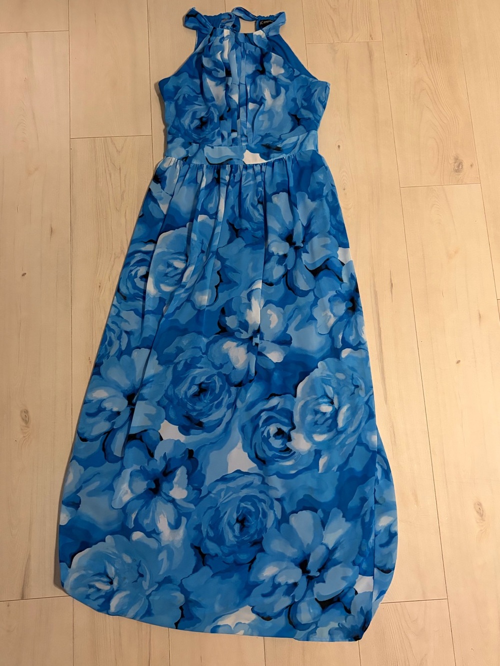 INC International Concepts Blue Floral Halter Maxi Dress